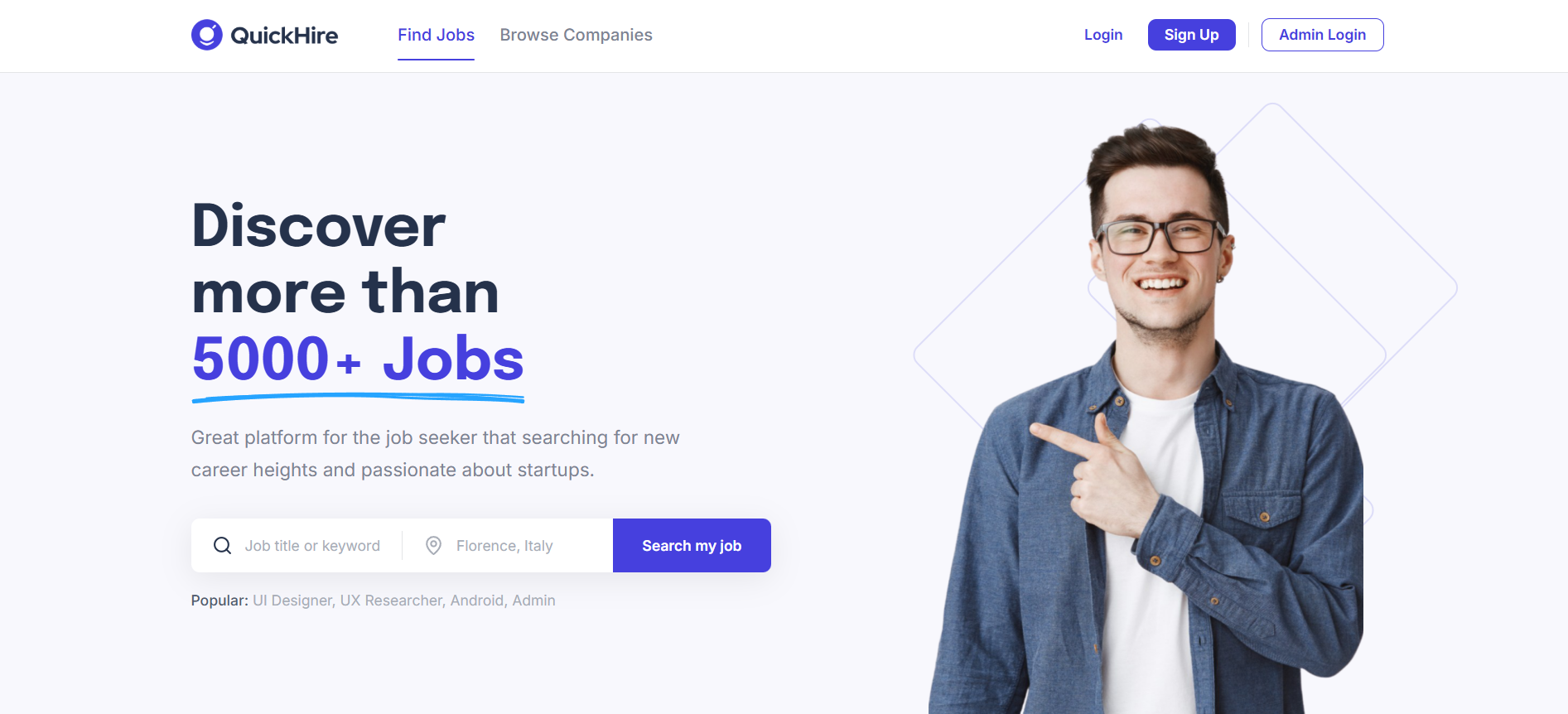 QuickHire homepage